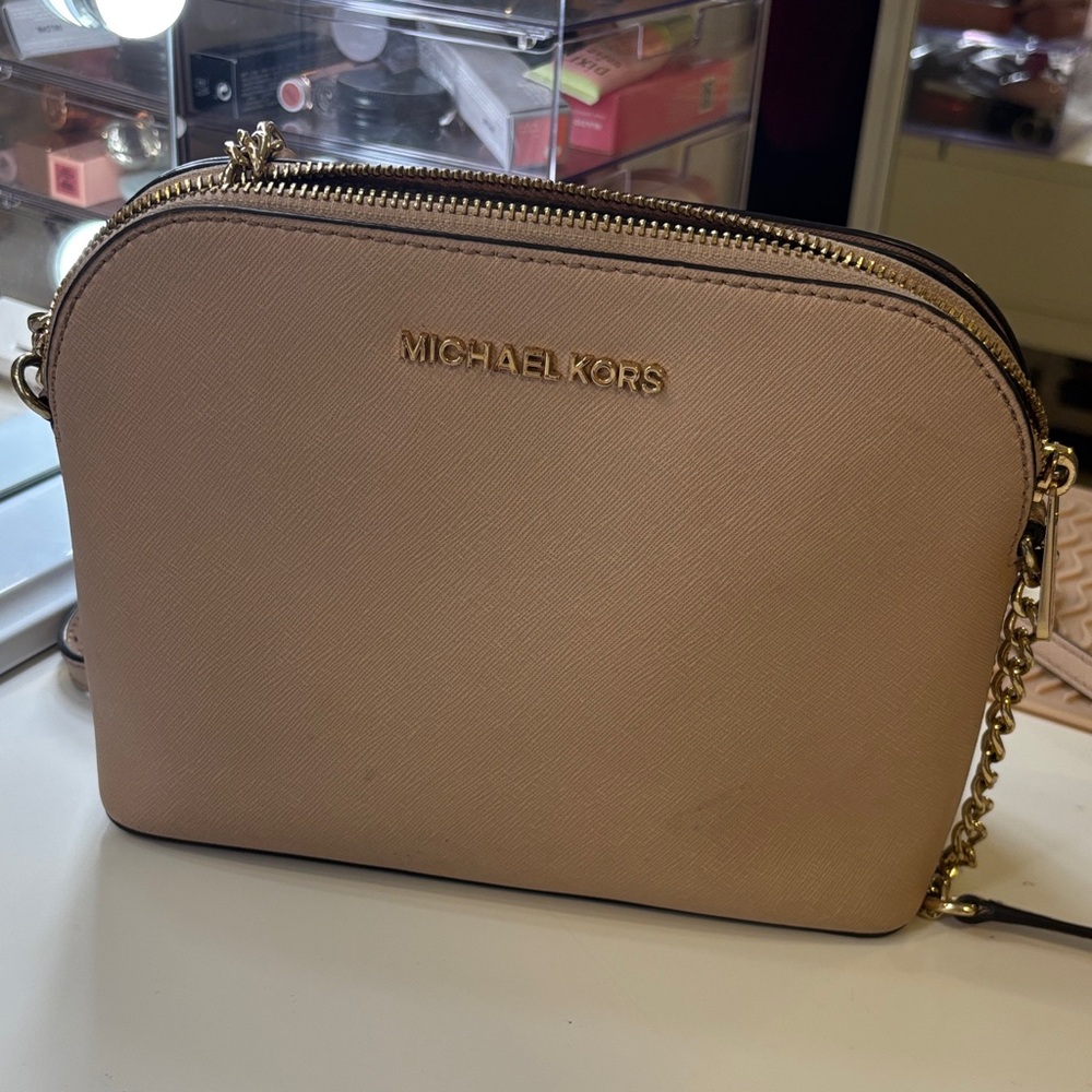 Michael Kors Blush Crossbody Bag with Gold Accents